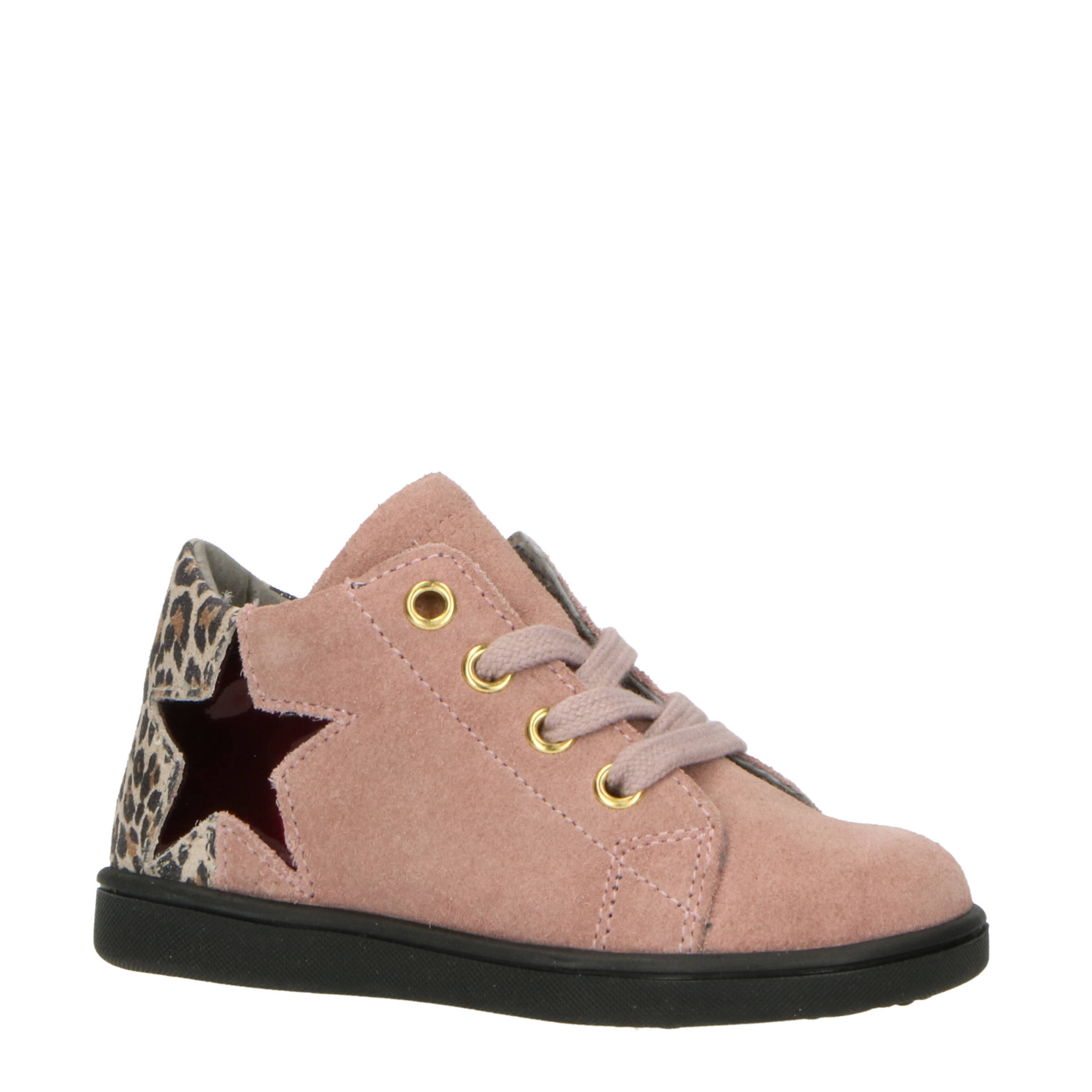 5th Avenue suède veterschoenen panterprint olijfgroen - Schoenen.nl