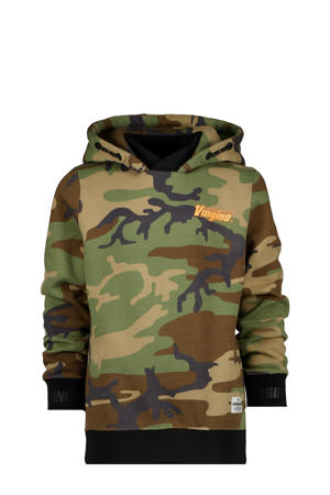 hoodie Nanosh met camouflageprint army groen/donkergroen