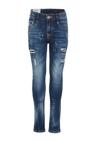skinny jeans Anzio met slijtage mid blue wash
