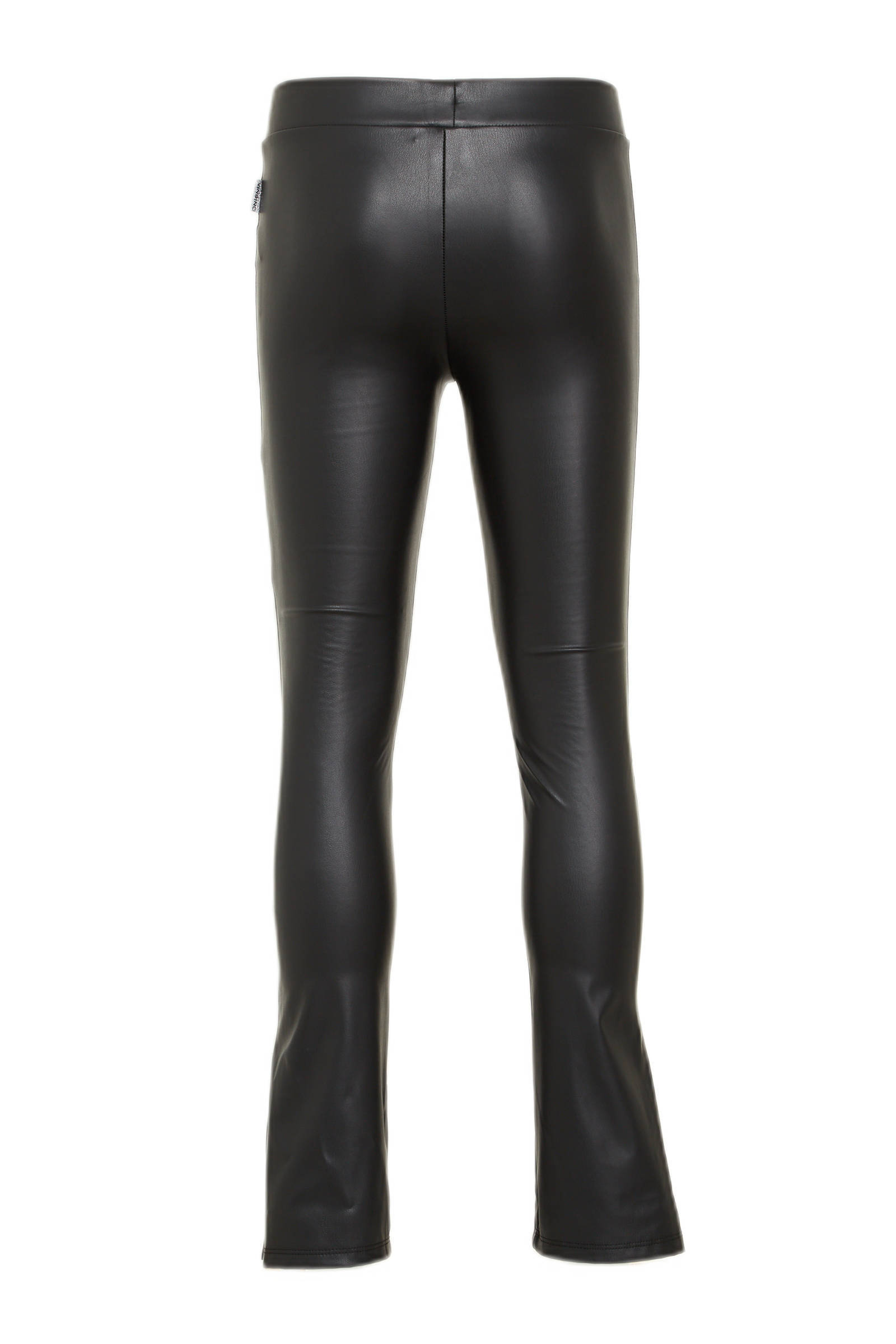 Vingino imitatieleren flared broek Sandry zwart | wehkamp