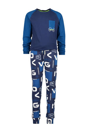  pyjama Wogo met all over print blauw/donkerblauw/wit
