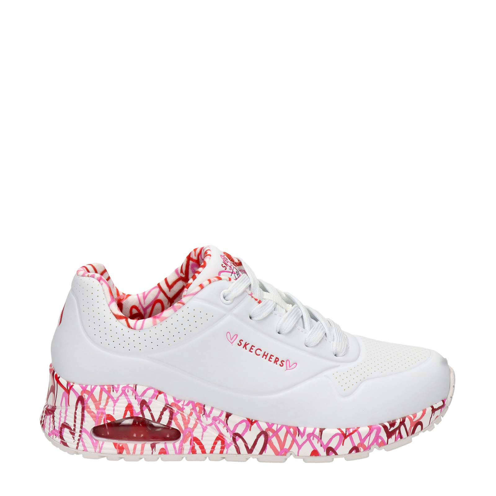 Skechers Uno Loving Me sneakers wit/rood/roze | wehkamp