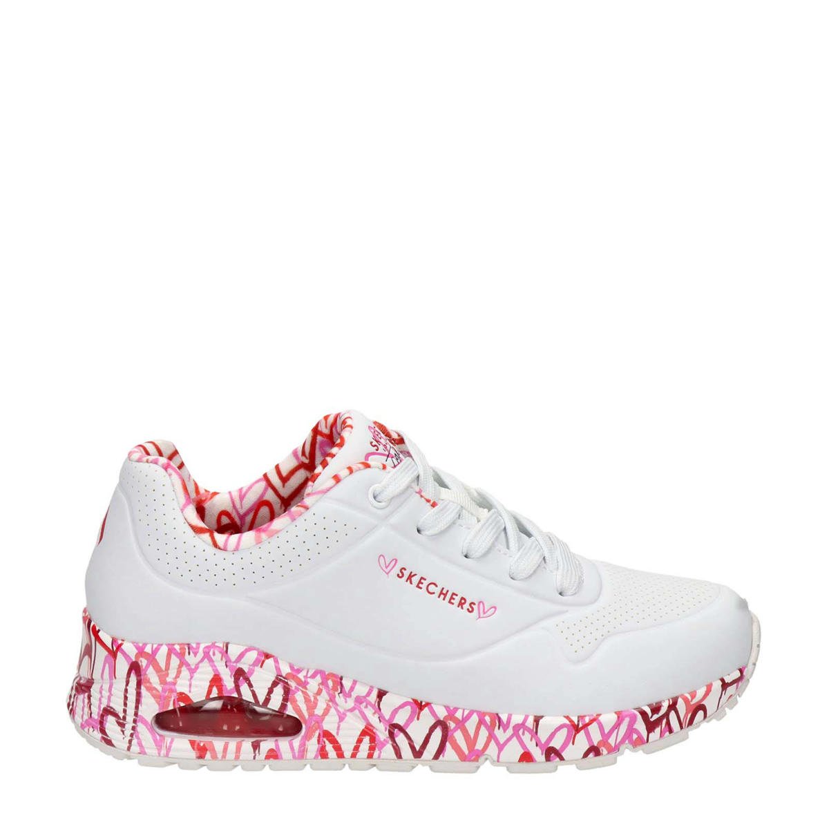 zadel Nu Leraar op school Skechers Uno Loving Me sneakers wit/rood/roze | wehkamp