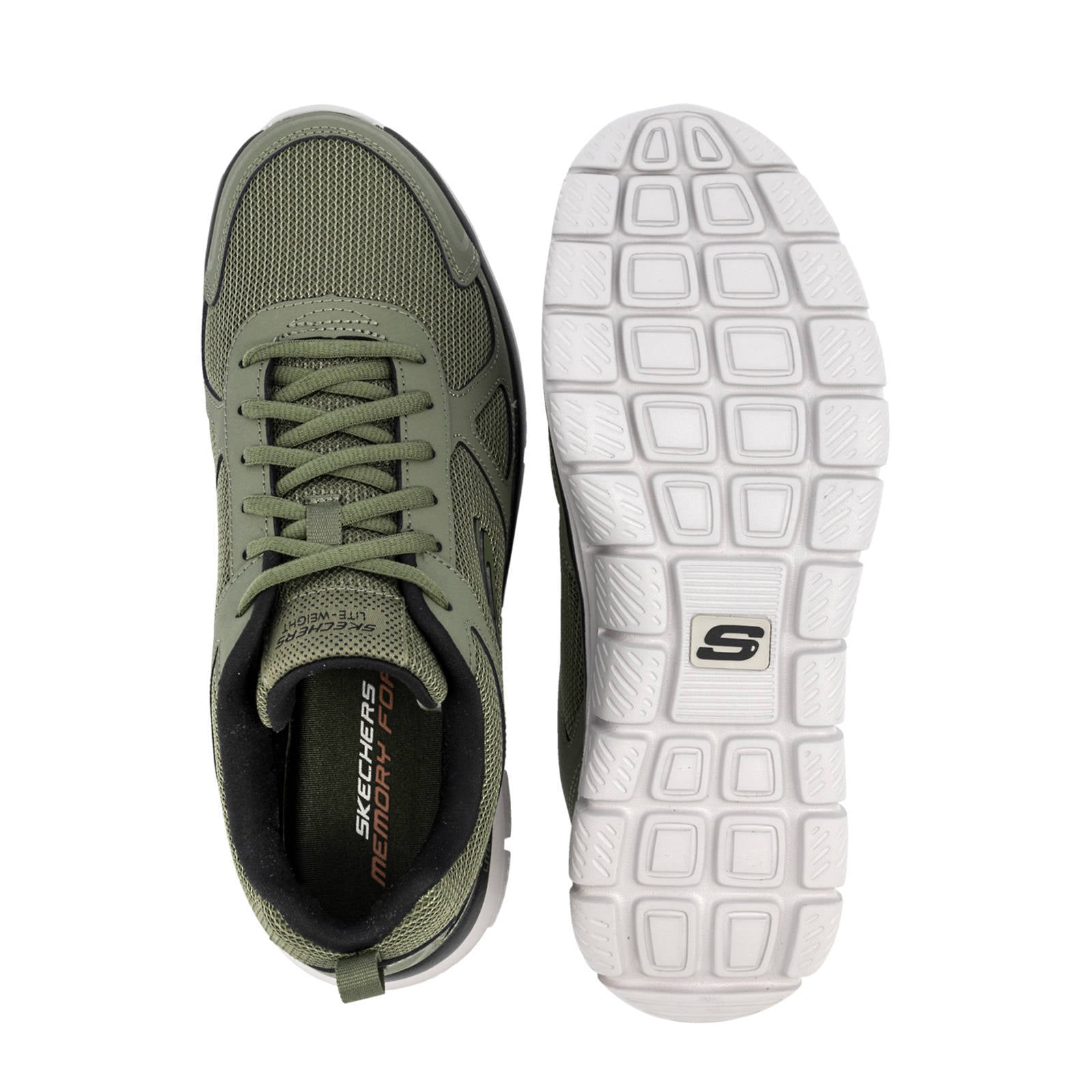 Skechers leren sneakers olijfgroen | wehkamp