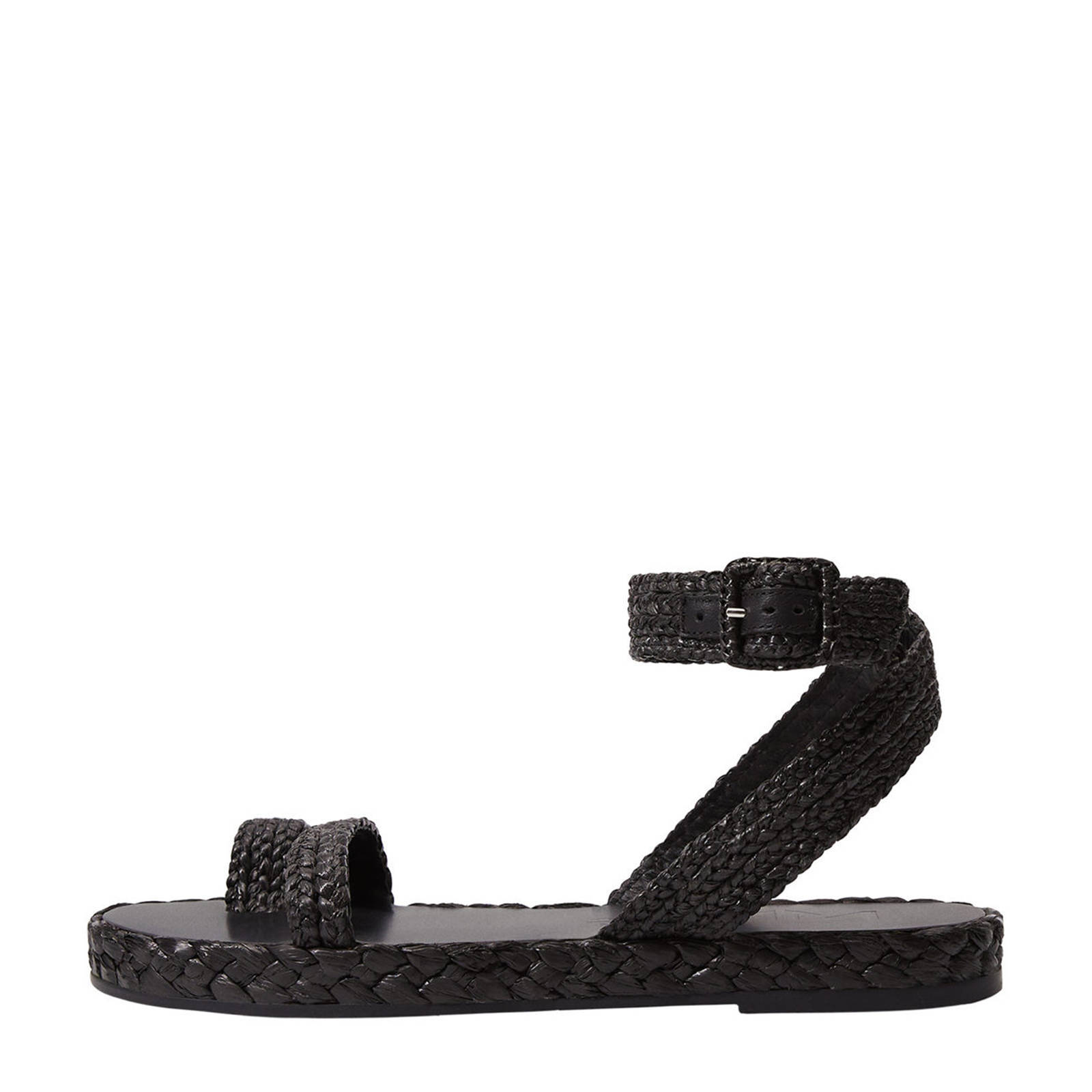 Mango leren sandalen zwart | wehkamp