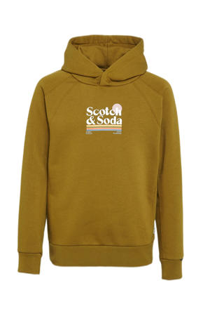 hoodie met logo donker mosterdgeel