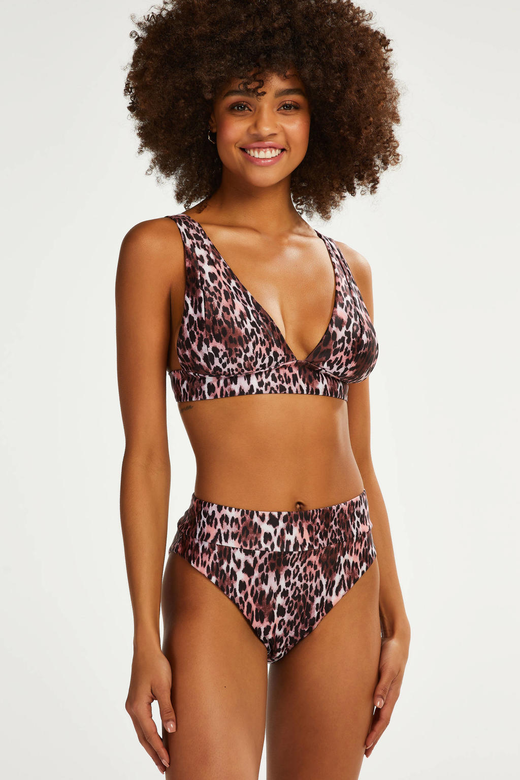 Hunkemöller high leg bikinibroekje Leopard met panterprint bruin/zwart