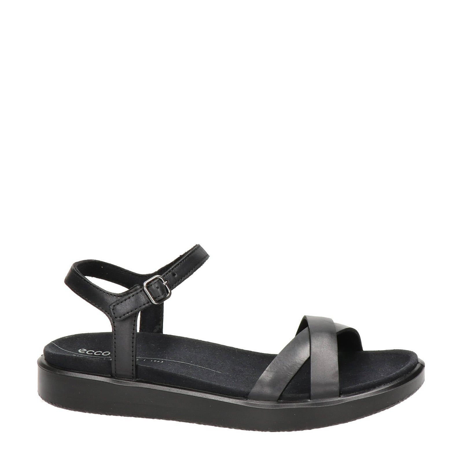 Ecco Yuma leren sandalen zwart | wehkamp