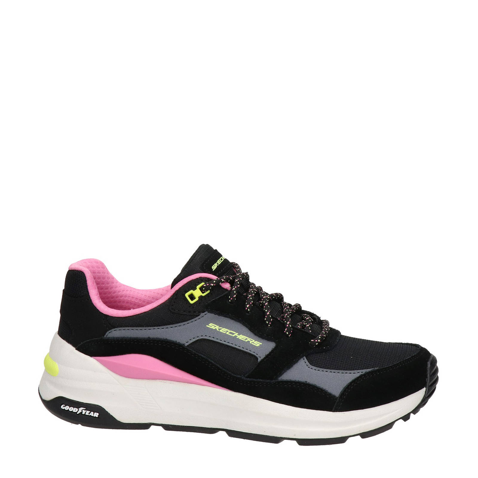Skechers Global Jogger suède sneakers zwart/roze | wehkamp