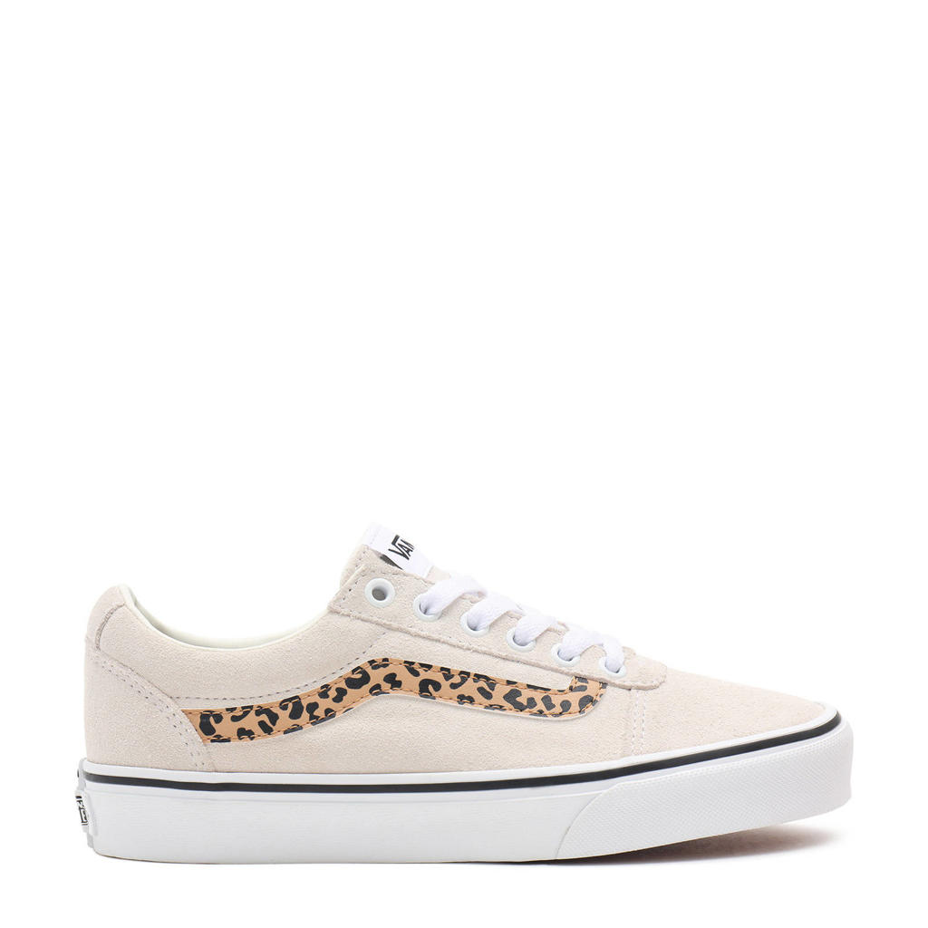 Ecru, camel en zwarte dames VANS Ward sneakers met veters en dierenprint