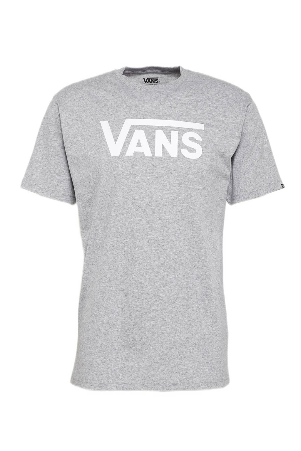 Lichtgrijze heren VANS T-shirt van katoen met tekst print, korte mouwen en ronde hals
