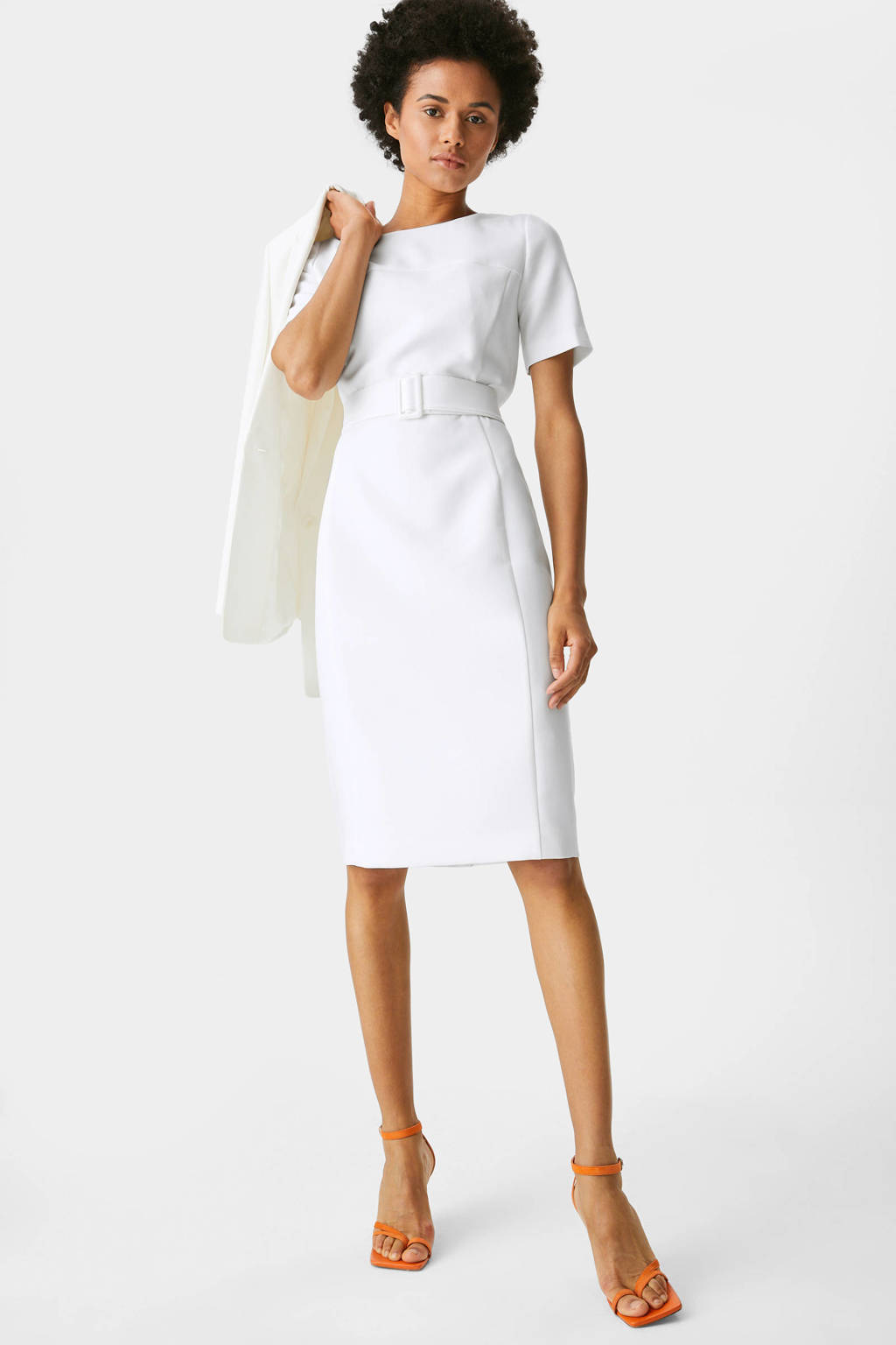 in tegenstelling tot Staat JEP C&A Yessica Tailored jurk met ceintuur wit | wehkamp