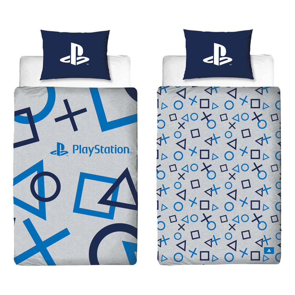 Playstation katoenen kinderdekbedovertrek (1 persoons) (140x200 cm), Grijs