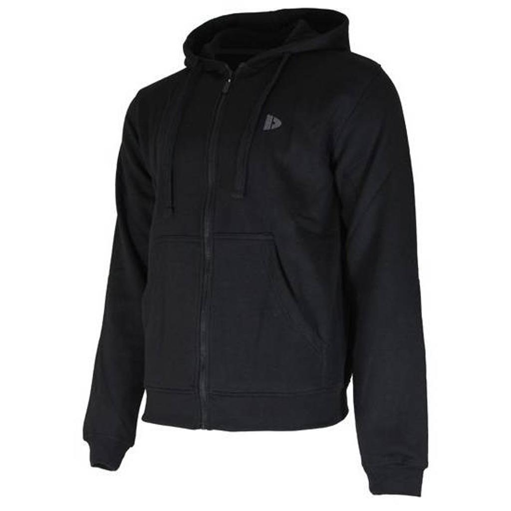 Zwarte heren Donnay sportvest Bruce van sweat materiaal met logo dessin, lange mouwen, capuchon en ritssluiting