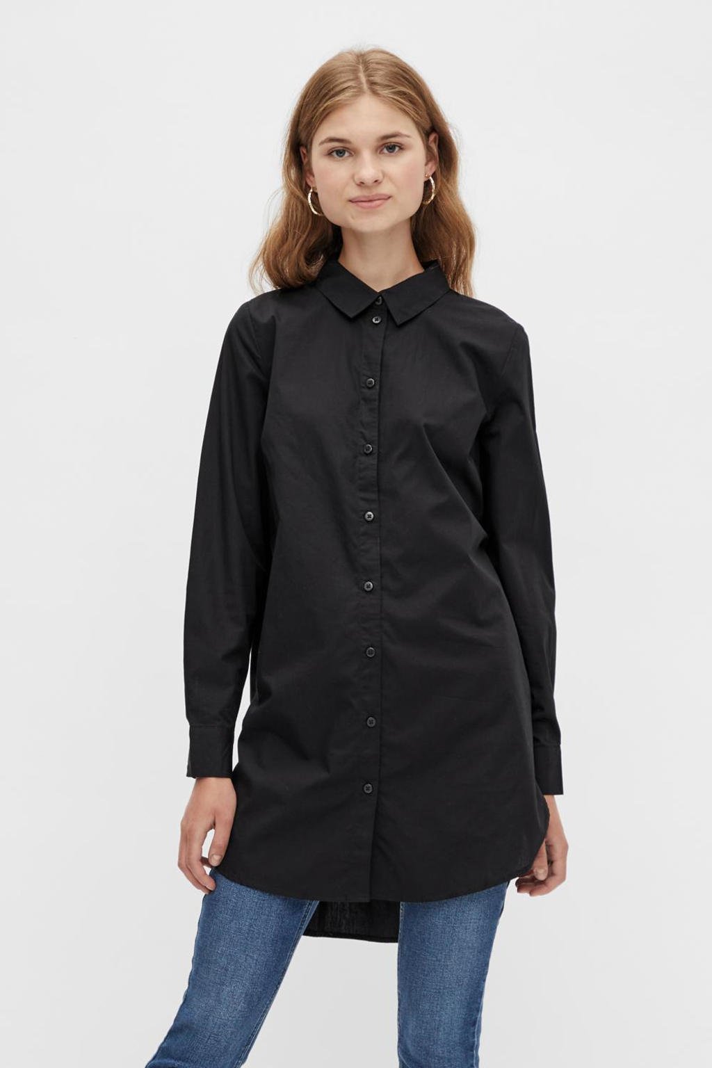 PIECES blouse PCNOMA van biologisch katoen zwart