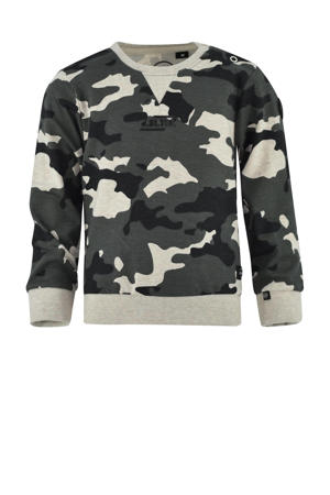 sweater Thom met camouflageprint grijs/beige