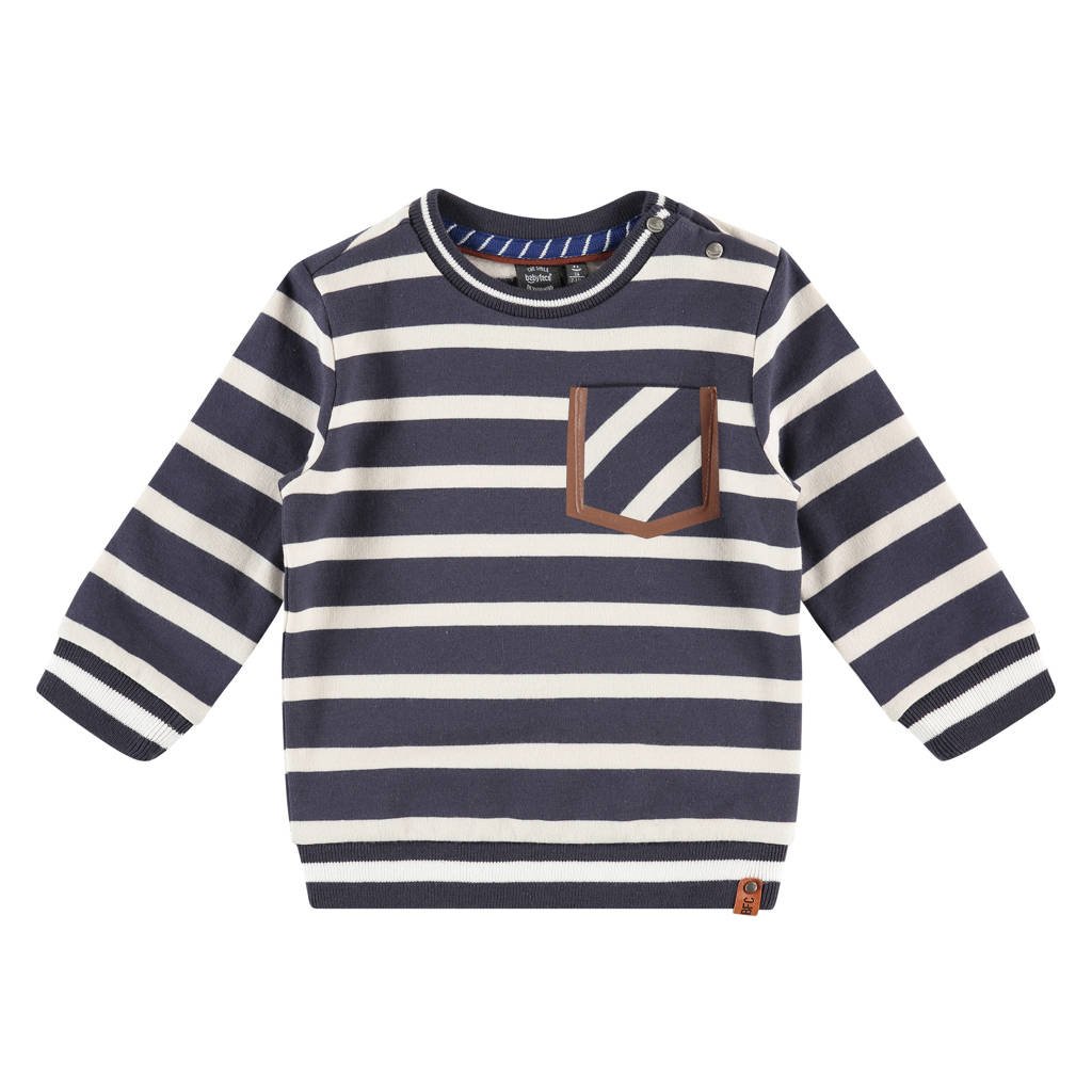 Babyface gestreepte sweater donkerblauw/wit/bruin