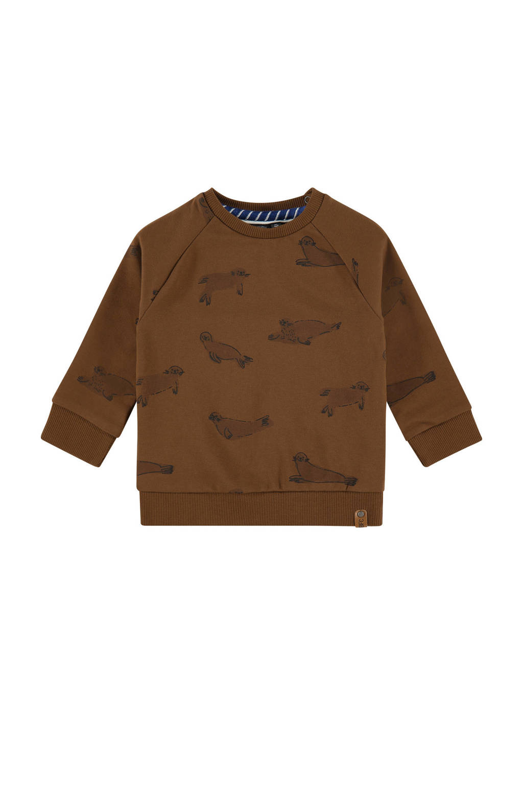 Babyface sweater met all over print bruin
