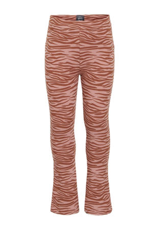 broek met zebraprint bruin/roze