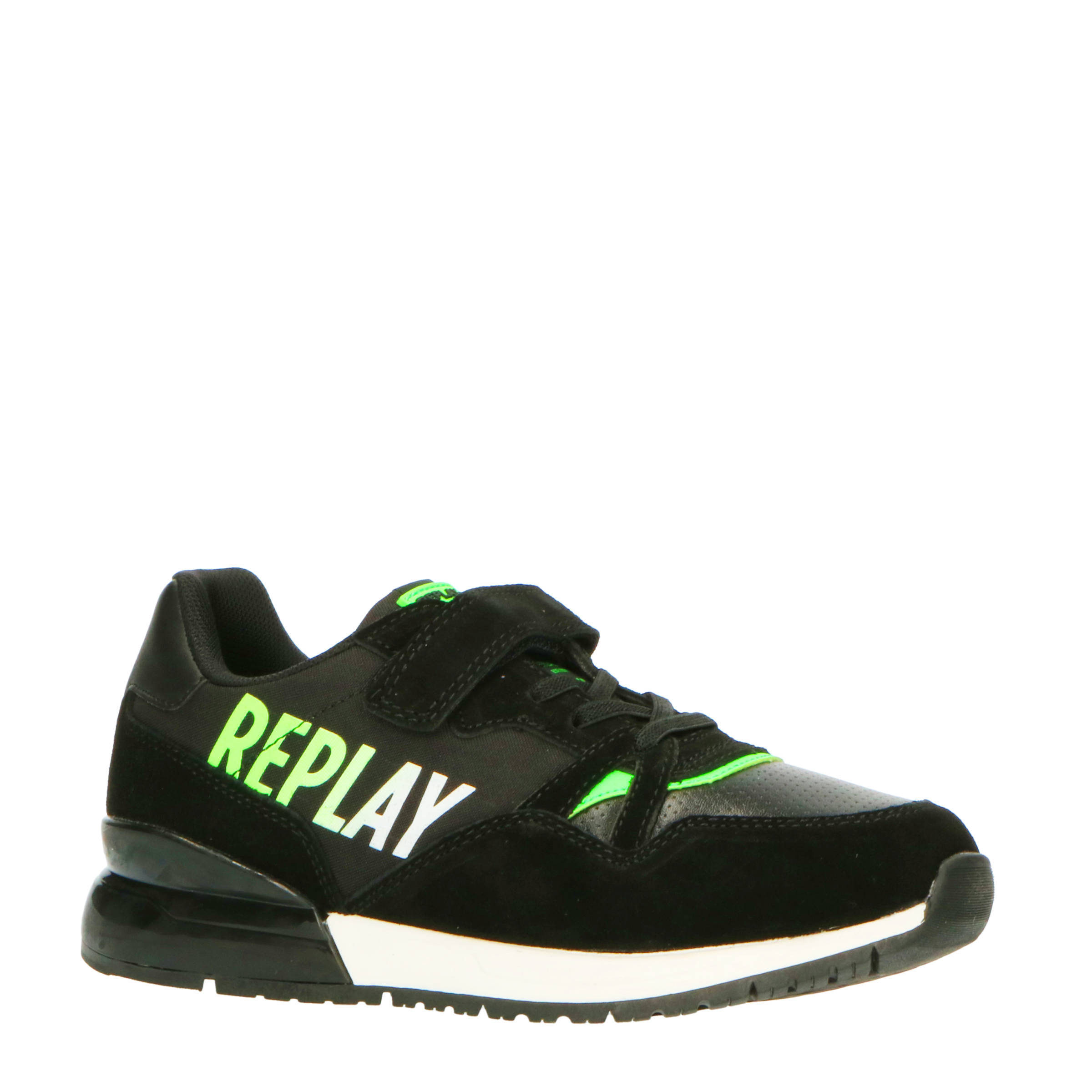 REPLAY Coulby sneakers zwart/groen | wehkamp