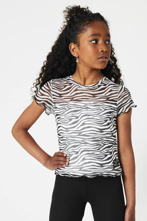 T-shirt Erva met zebraprint zwart/wit