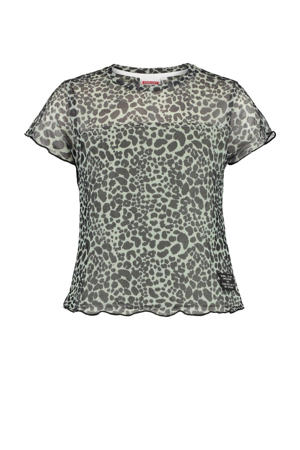 T-shirt Erva met all over print zwart/groen