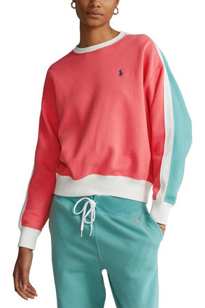 sweater met logo rood/turquoise
