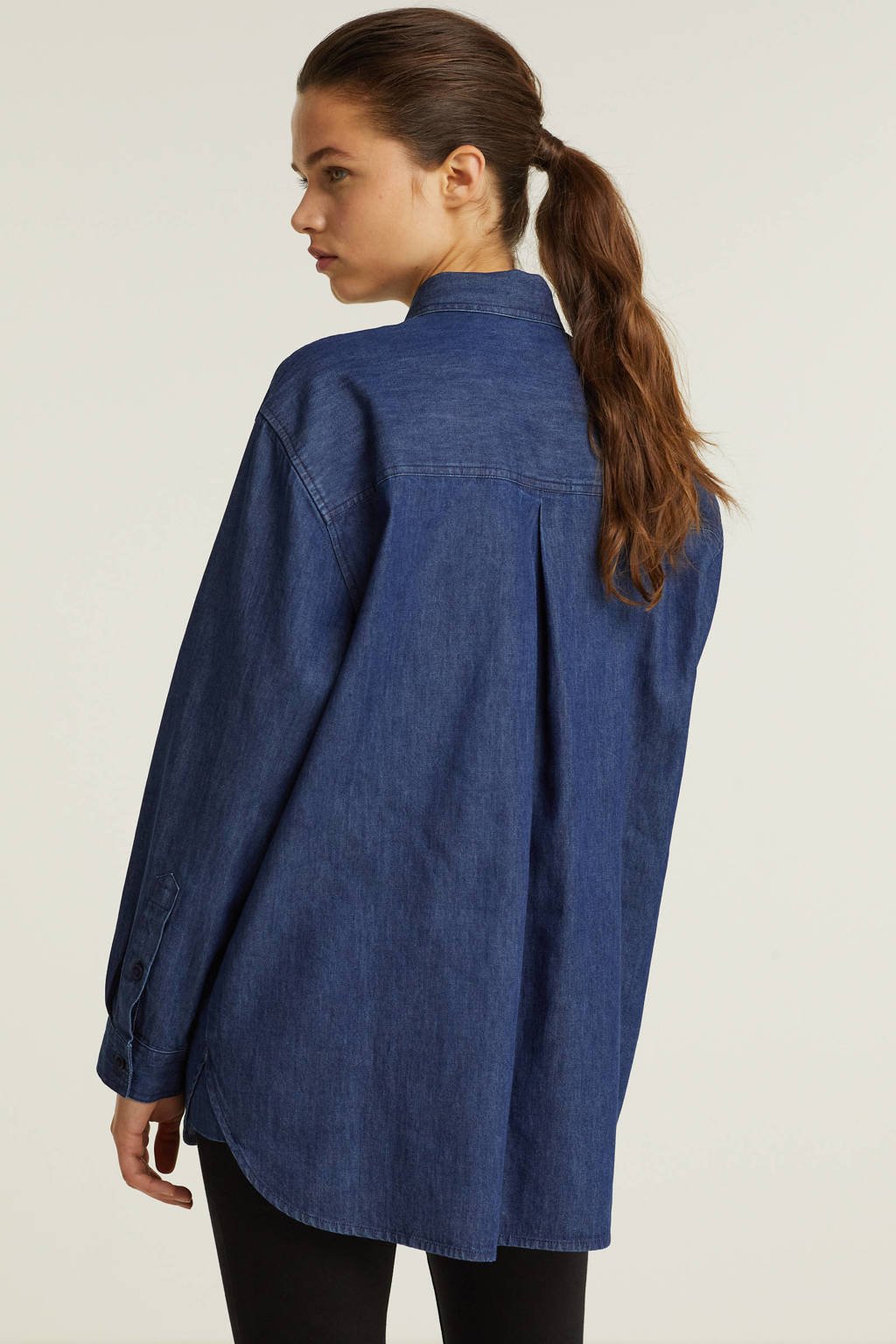 anytime oversized blouse denim blauw | wehkamp