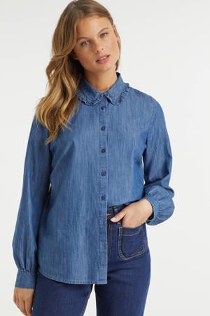 blouse met peter pan kraag blauw