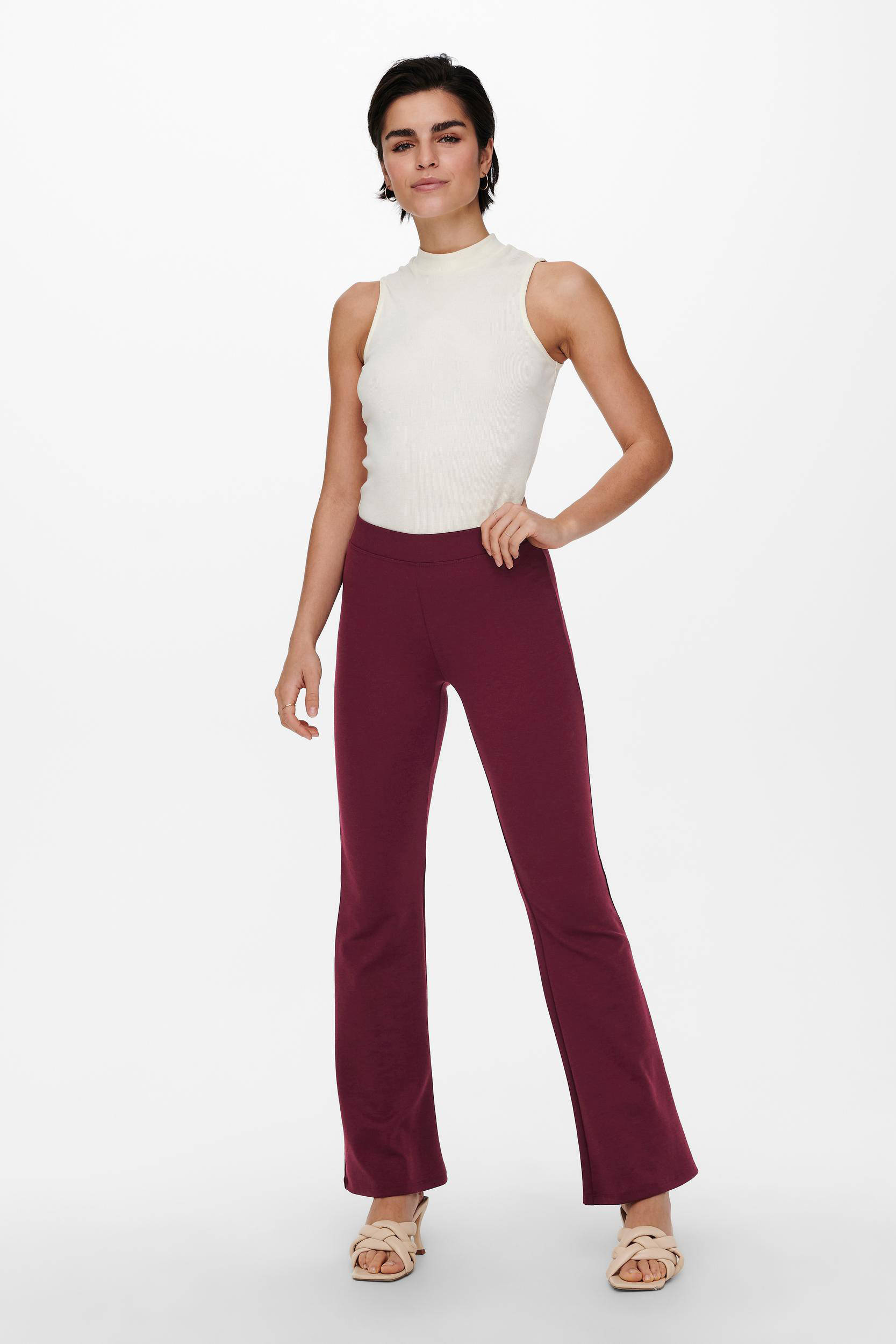 ONLY flared broek donkerrood | wehkamp