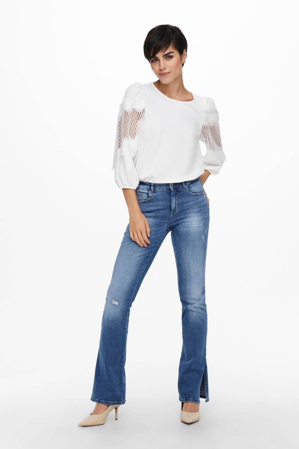ONLY flared jeans ONLHUSH light medium blue denim | wehkamp