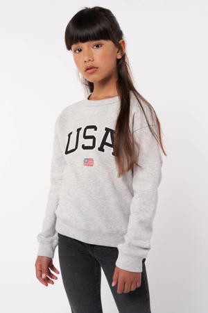sweater Soel met tekst mid grey melange