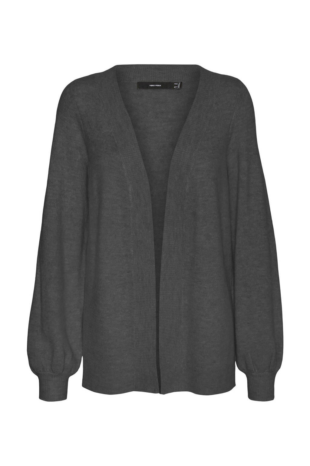 Grijze dames VERO MODA CURVE vest van acryl met lange mouwen, openvallende hals en ballonmouwen
