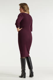 thumbnail: Miljuschka by Wehkamp ribgebreide jurk met pofmouwen burgundy