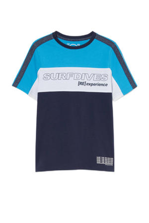 T-shirt blauw/wit/donkerblauw