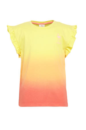 dip-dye T-shirt geel/oranje/zalm