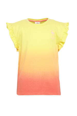 dip-dye T-shirt geel/oranje/zalm