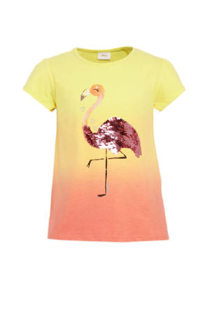 dip-dye T-shirt geel/oranje/zalm