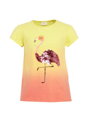 dip-dye T-shirt geel/oranje/zalm
