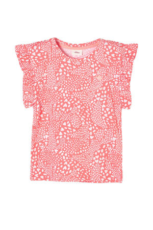 T-shirt met all over print rolze/wit
