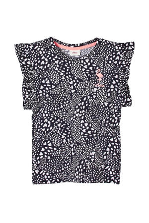 T-shirt met all over print donkerblauw/wit