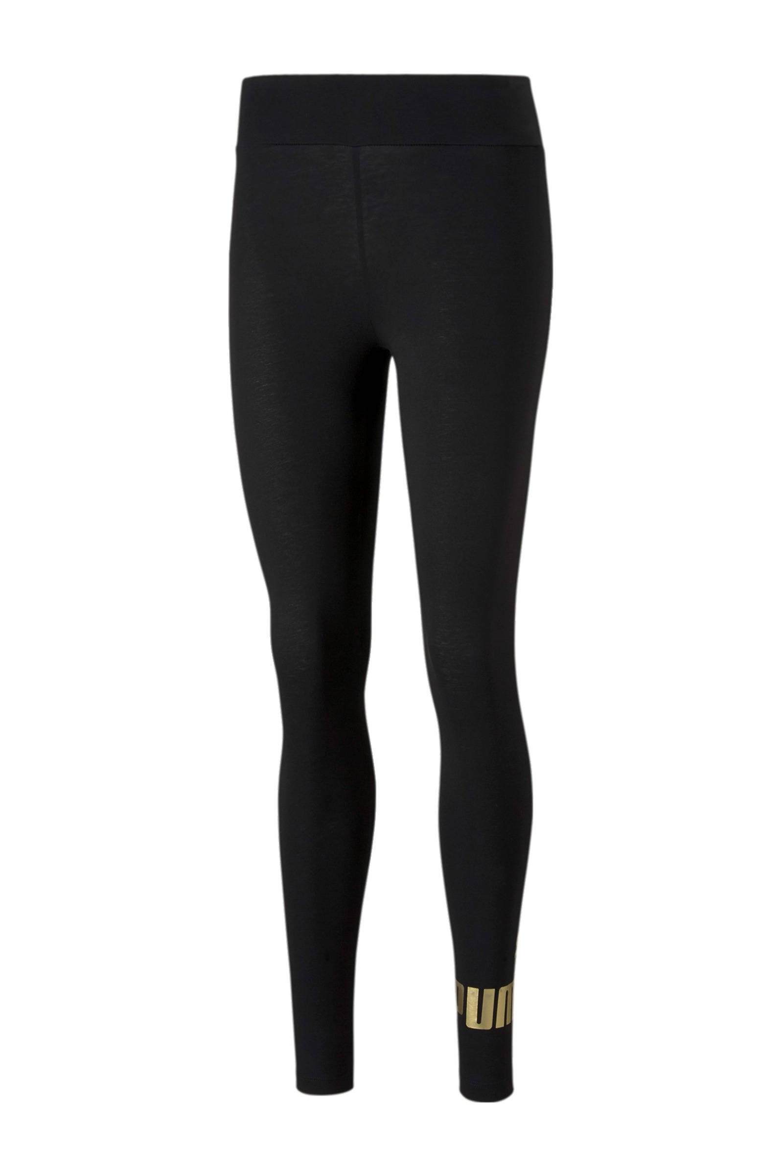 Puma high waist legging met logo zwart/goud | wehkamp
