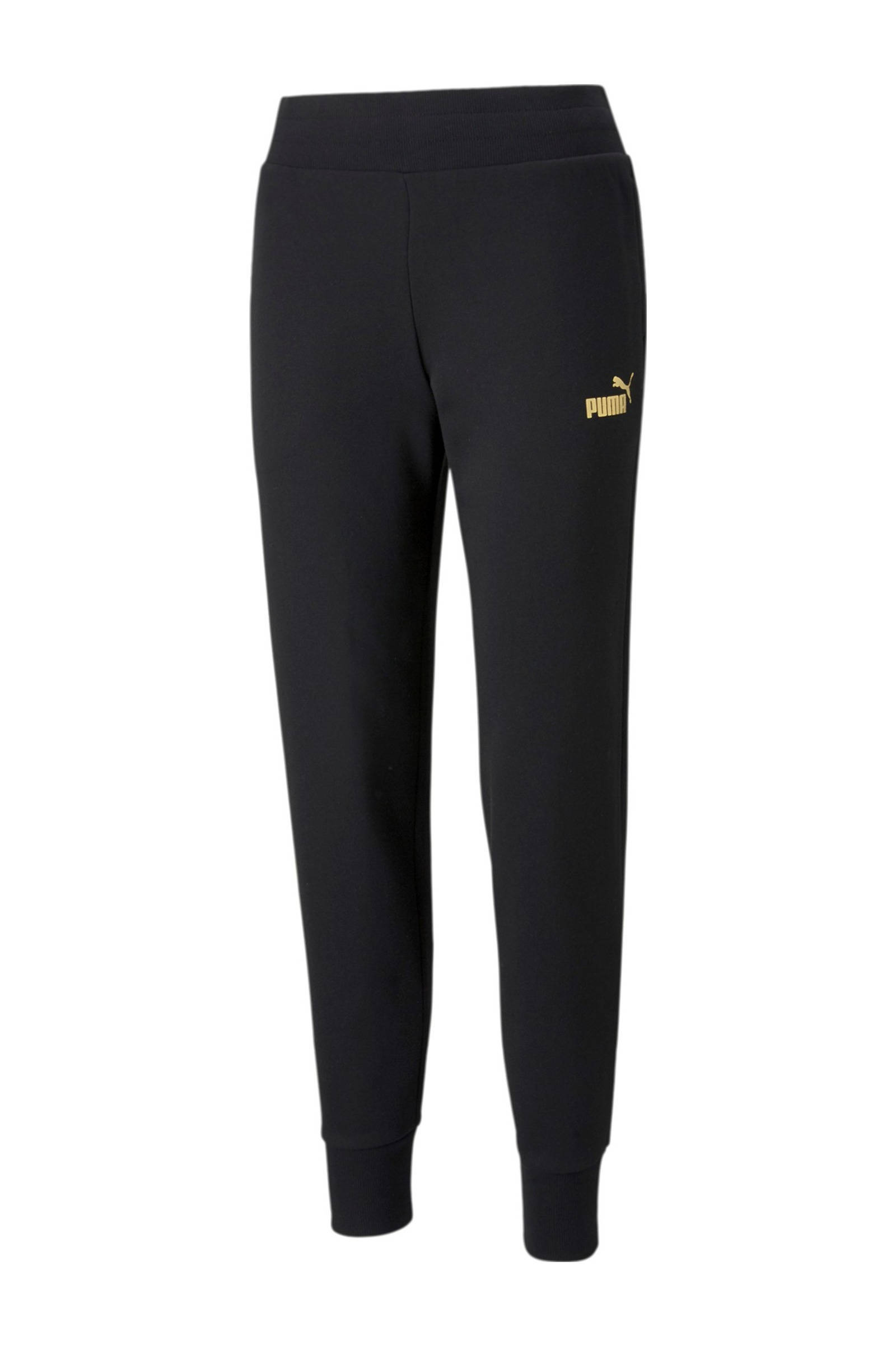 Puma regular fit broek met logo zwart/goud | wehkamp