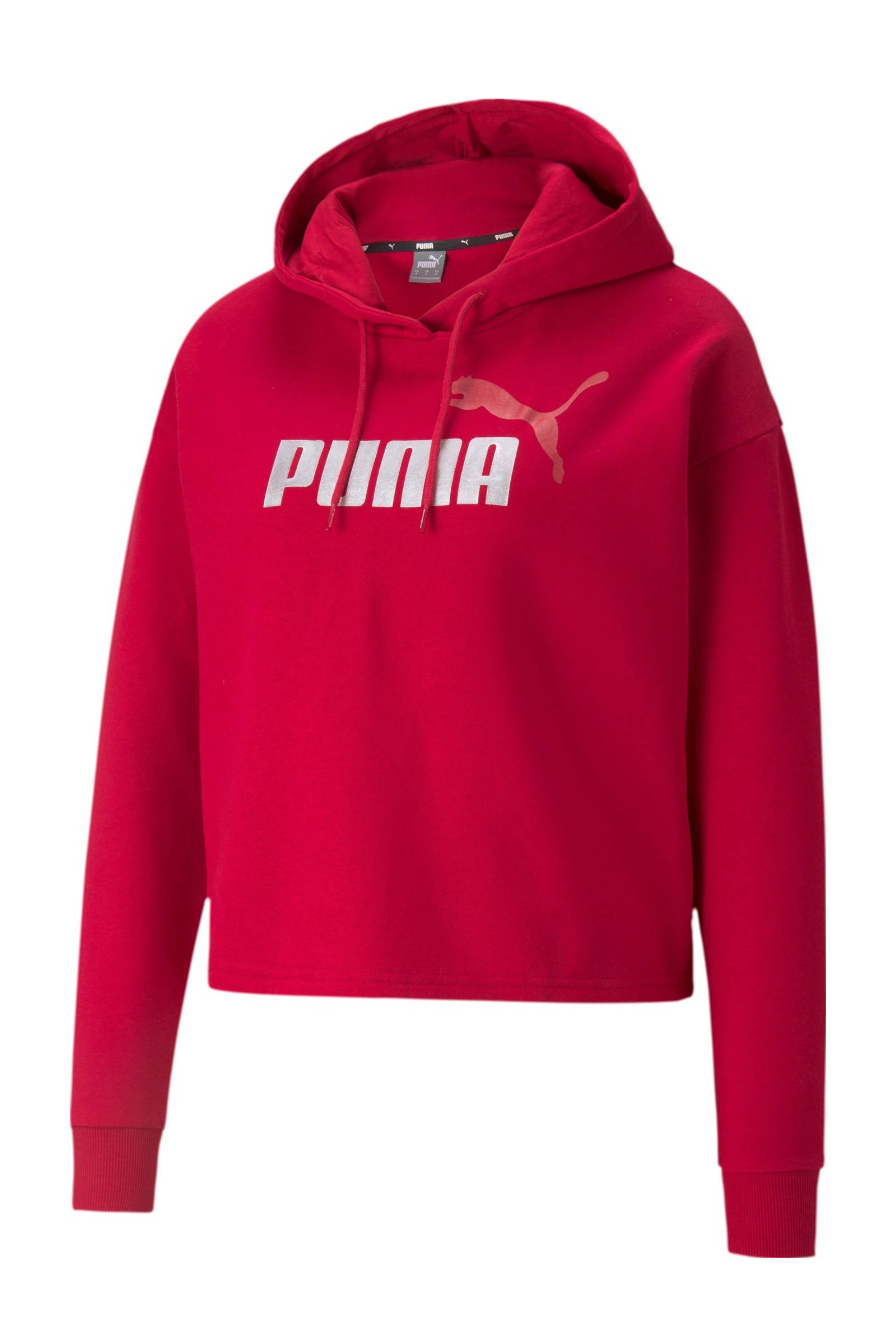 Puma cropped hoodie met logo rood/zilver online kopen