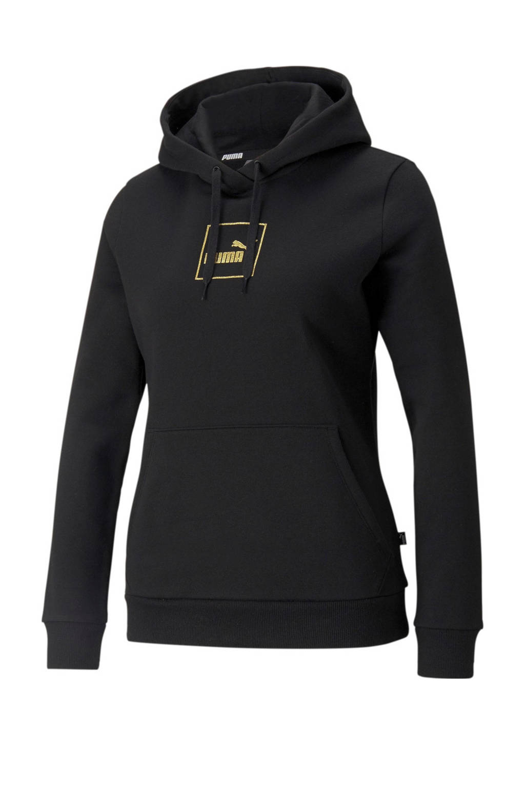 Puma hoodie met logo en glitters zwart, Zwart