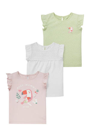 T-shirt - set van 3 lichtroze/wit/lichtgroen