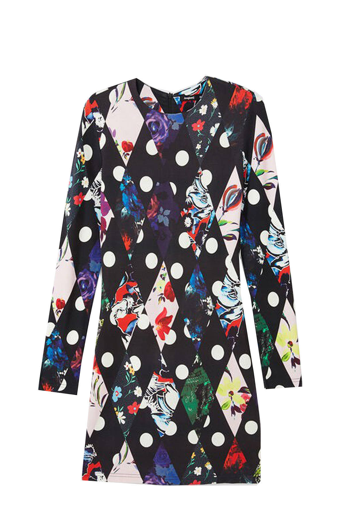 Desigual fijngebreide jurk met all over print zwart multi