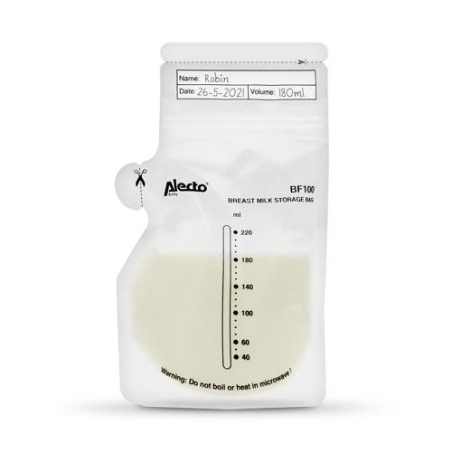 Alecto moedermelk bewaarzakjes (100 stuks) afbeelding