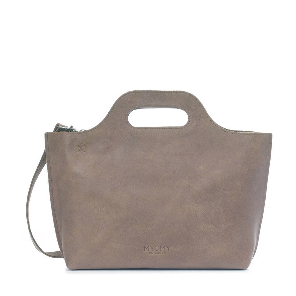 MYOMY leren handtas My Carry Bag taupe, Taupe