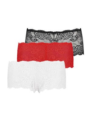 kanten brazilian Rosie (set van 3) rood/wit/zwart